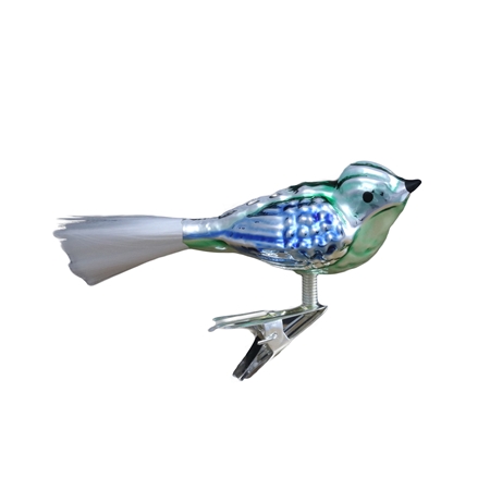 Oneiro's luxury Oiseau en verre de Luxe sur clip 10 cm marron - Boule