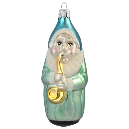 Décoration en verre, nain de fée avec une trompette