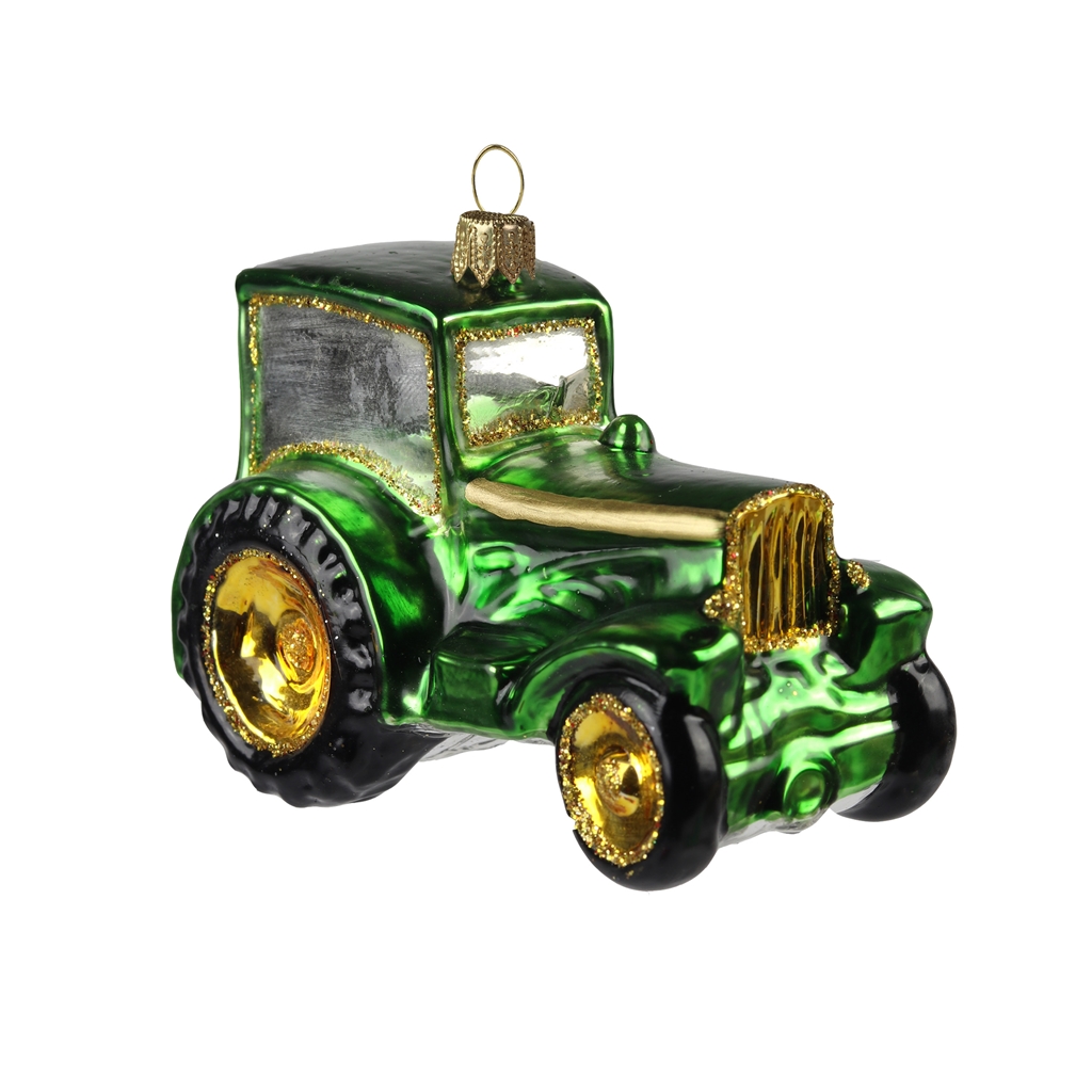 Vánoční dekorace traktor zelený
