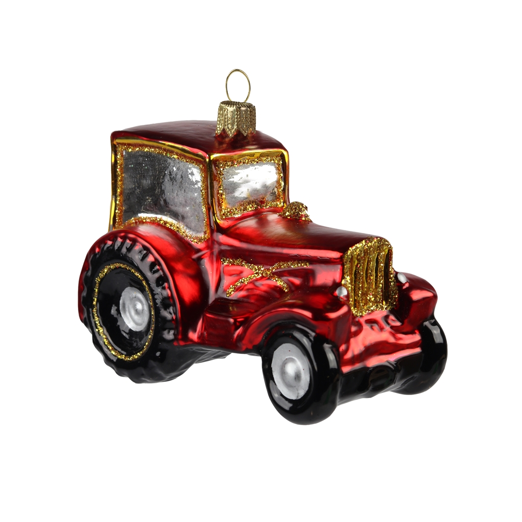 Décoration de Noël, tracteur rouge