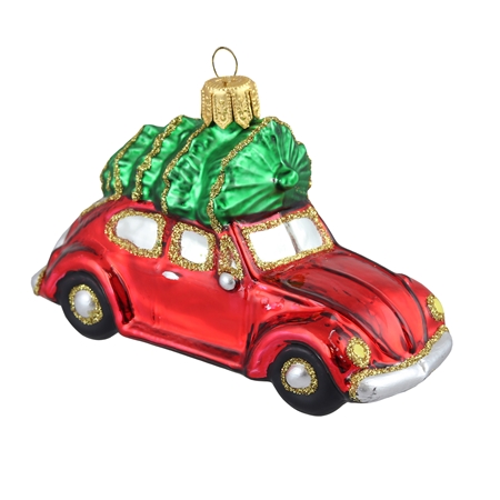 Décoration de Noël, voiture blanche avec un sapin