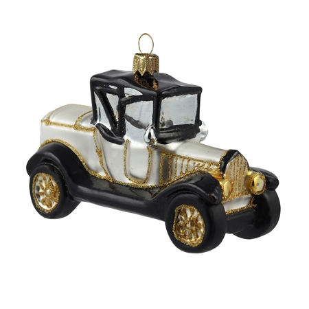 Décoration de Noël, voiture de collection argentée