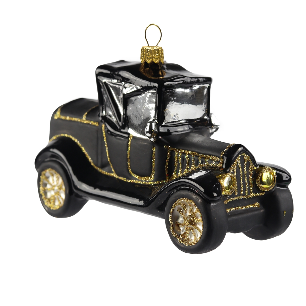 Décoration de Noël, voiture de collection noire
