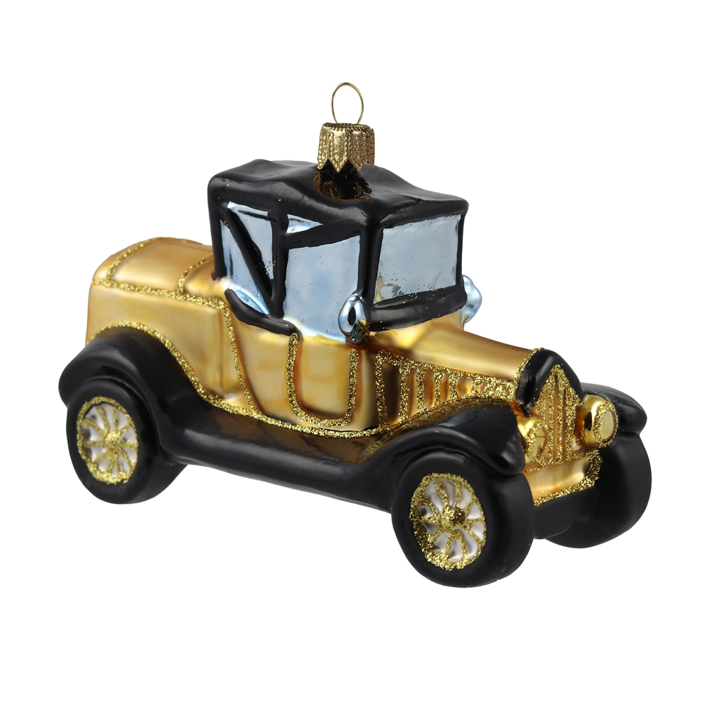 Décoration de Noël, voiture de collection dorée