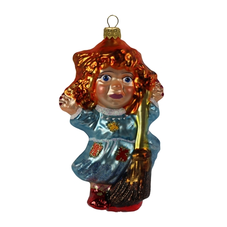 Figurine de Noël, sorciere avec un balai