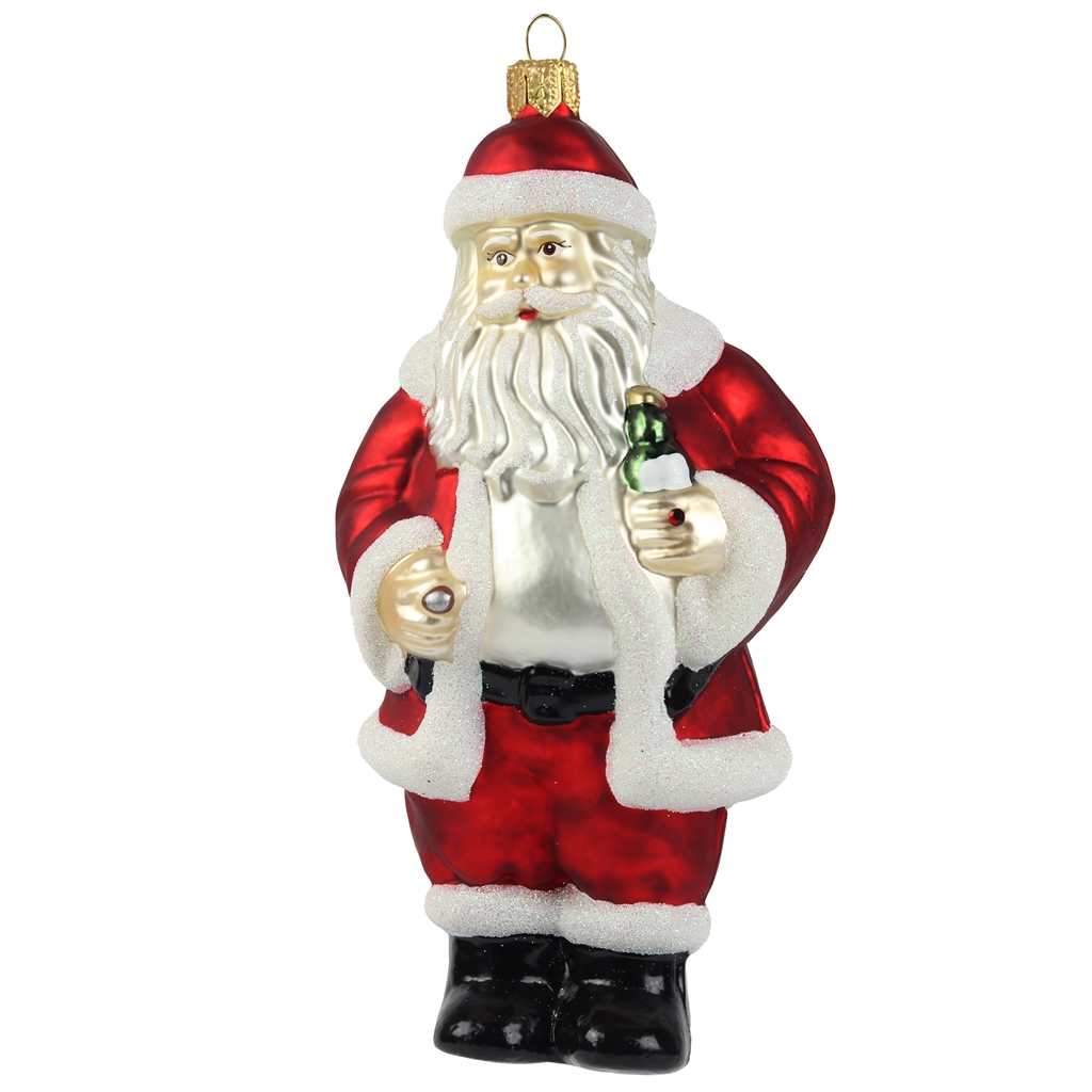 Figurine de Pere Noël avec une biere