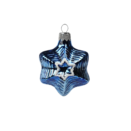 Mini décoration en verre, petite étoile bleue
