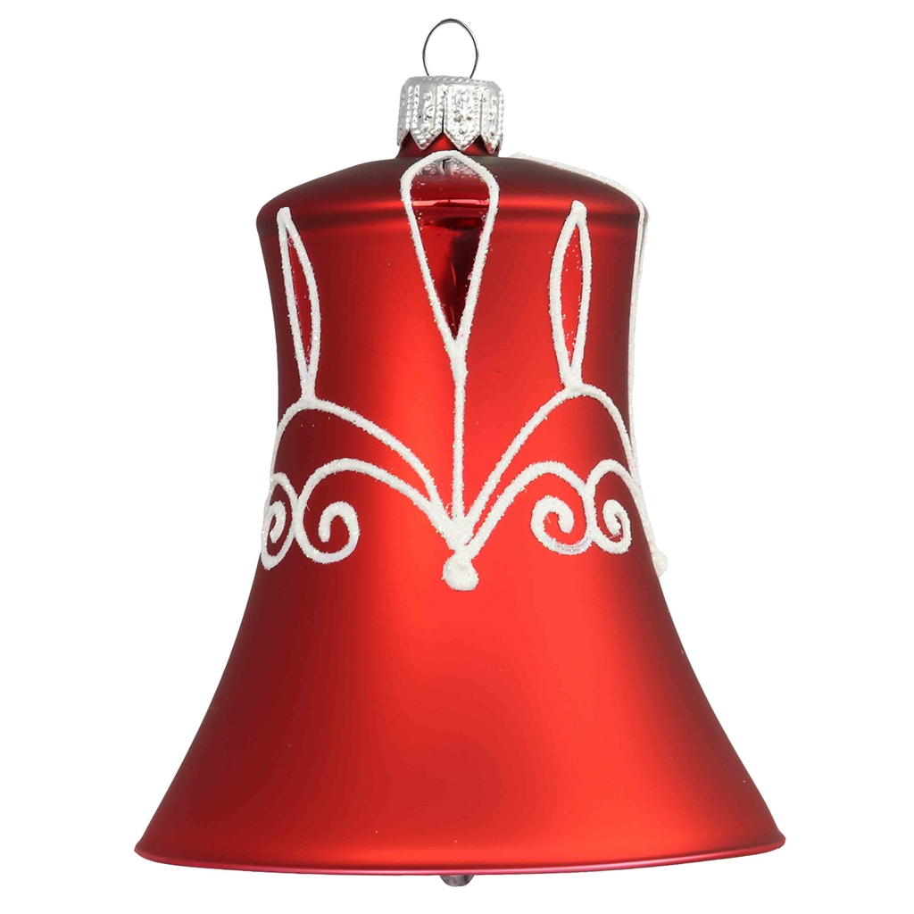 Petite cloche rouge, décor blanc