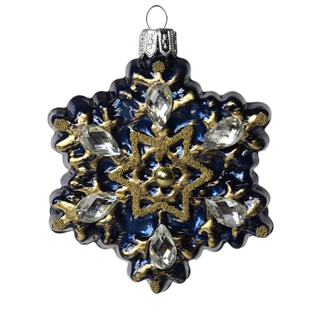 Décoration de Noël, flocon de neige bleu avec strass