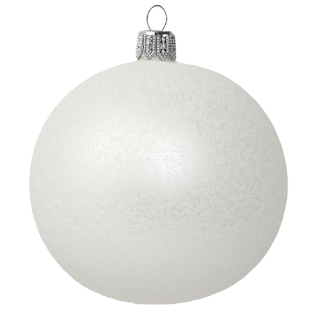 Boule de Noël blanche mate avec de fines paillettes