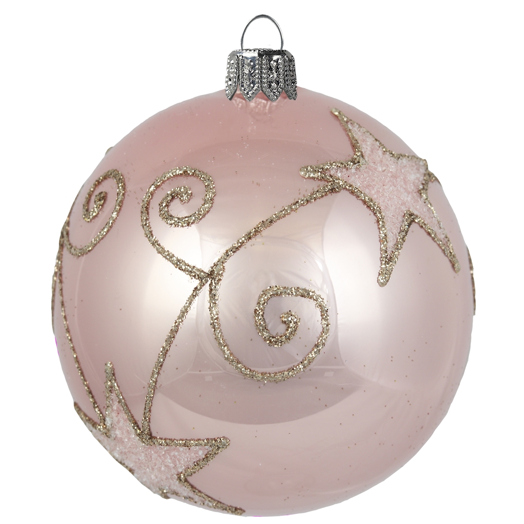 Boule de Noël, étoile rose