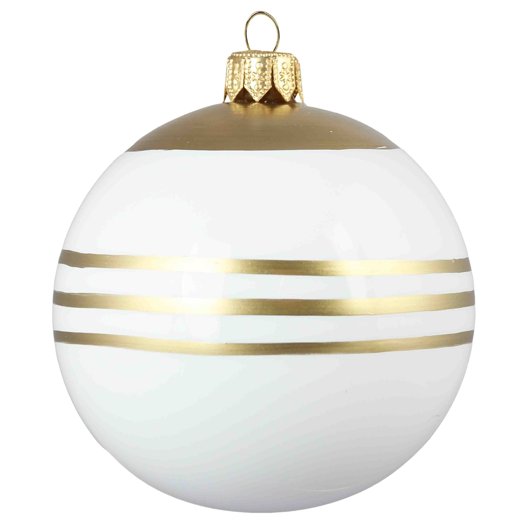 Boule de Noël blanche à rayures