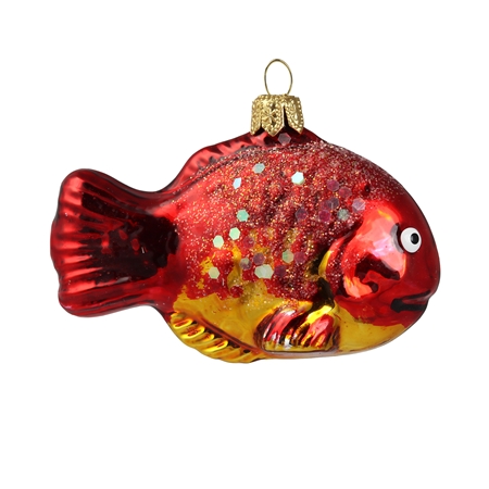 Poisson en verre rouge avec des paillettes