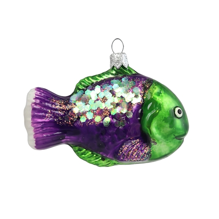 Poisson en verre violet-vert