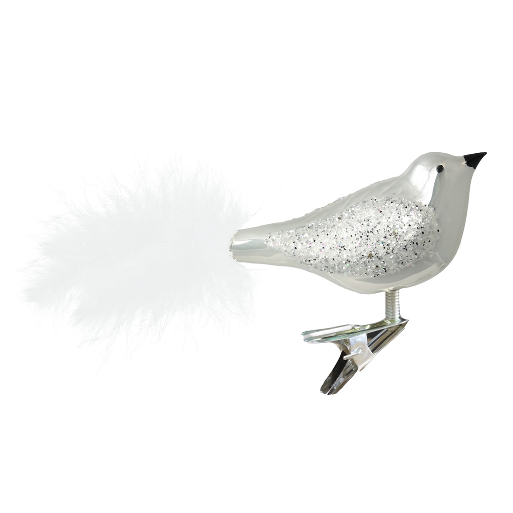 Oiseau en verre argenté