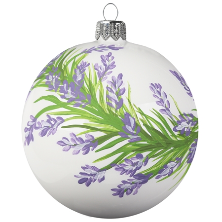 Boule en porcelaine blanche avec une lavande peinte