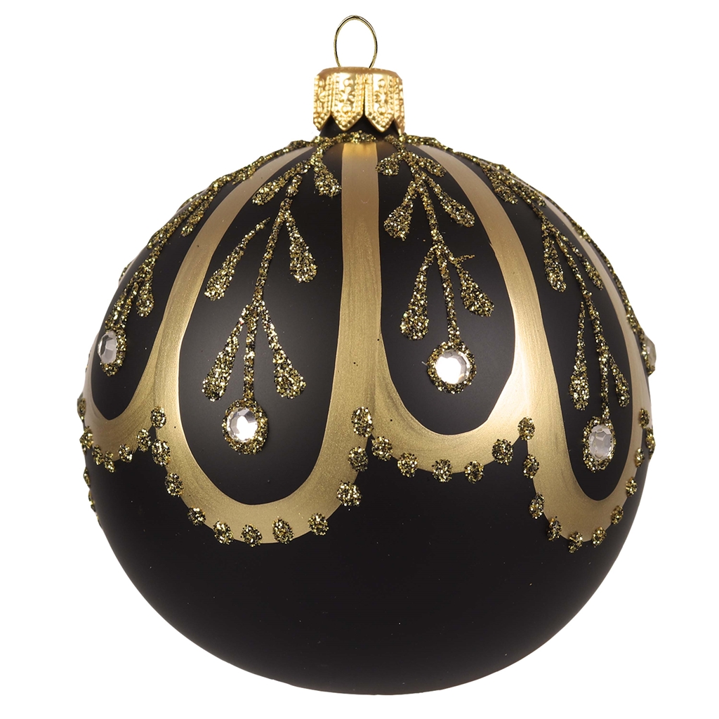 Boule noire élégante avec décor doré