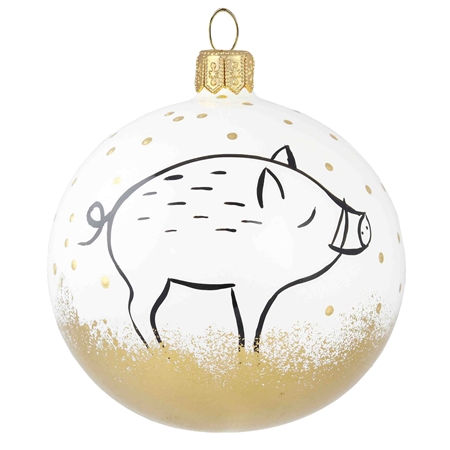 Décoration de Noël avec un sanglier peint
