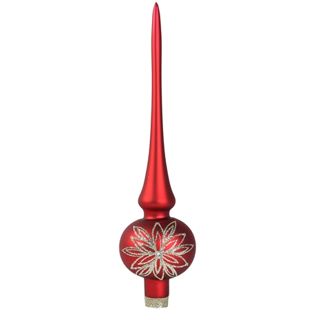 Pointe d'une boule rouge, fleur de platine