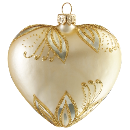 Coeur de Noël doré, décor feuilles