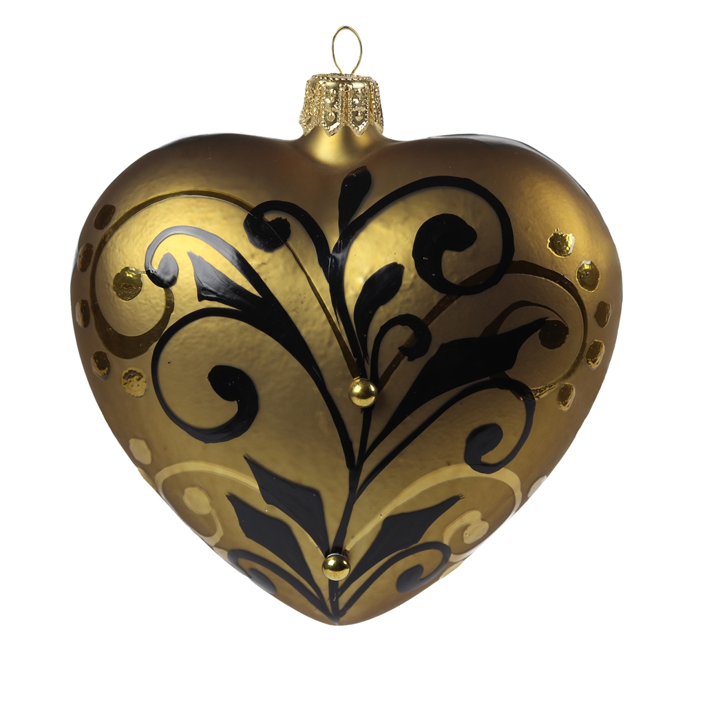 Zlaté srdce se zlatočerným dekorem