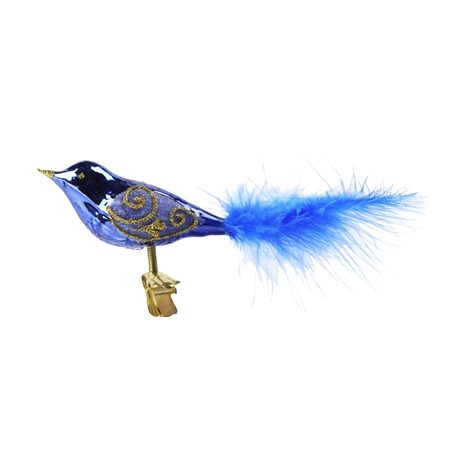 Skleněný ptáček modrý
