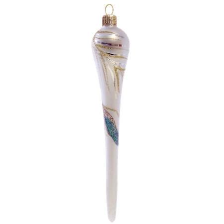 Glaçon de Noël blanc avec des plumes de paon