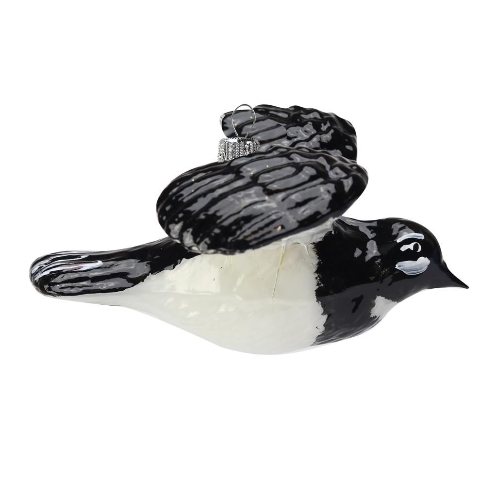 Oiseau en verre noir-blanc