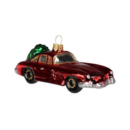 Décoration de Noël, voiture rouge avec un sapin