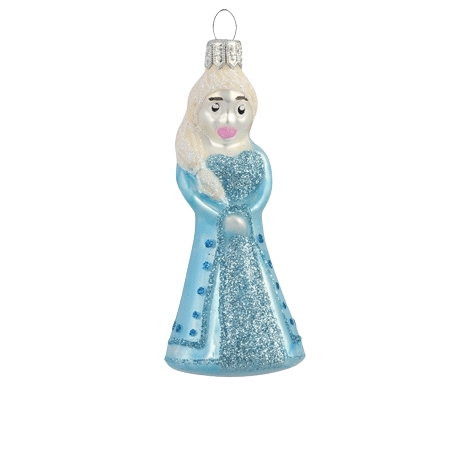 Mini ozdoba princezna tyrkysová s modrým dekorem