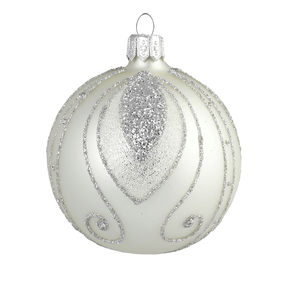 Vánoční baňka stříbrná dekor
