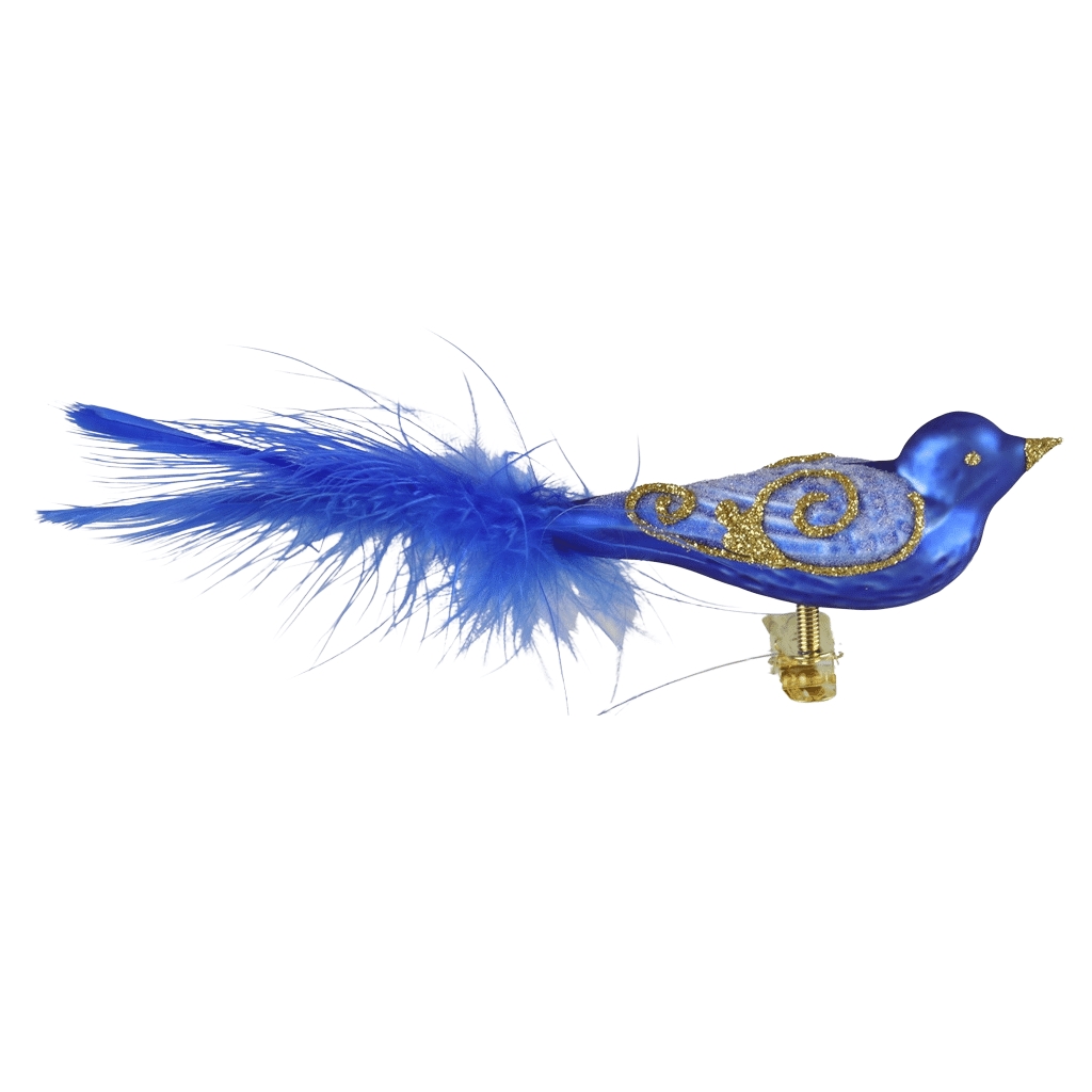 Oiseau bleu à décor doré