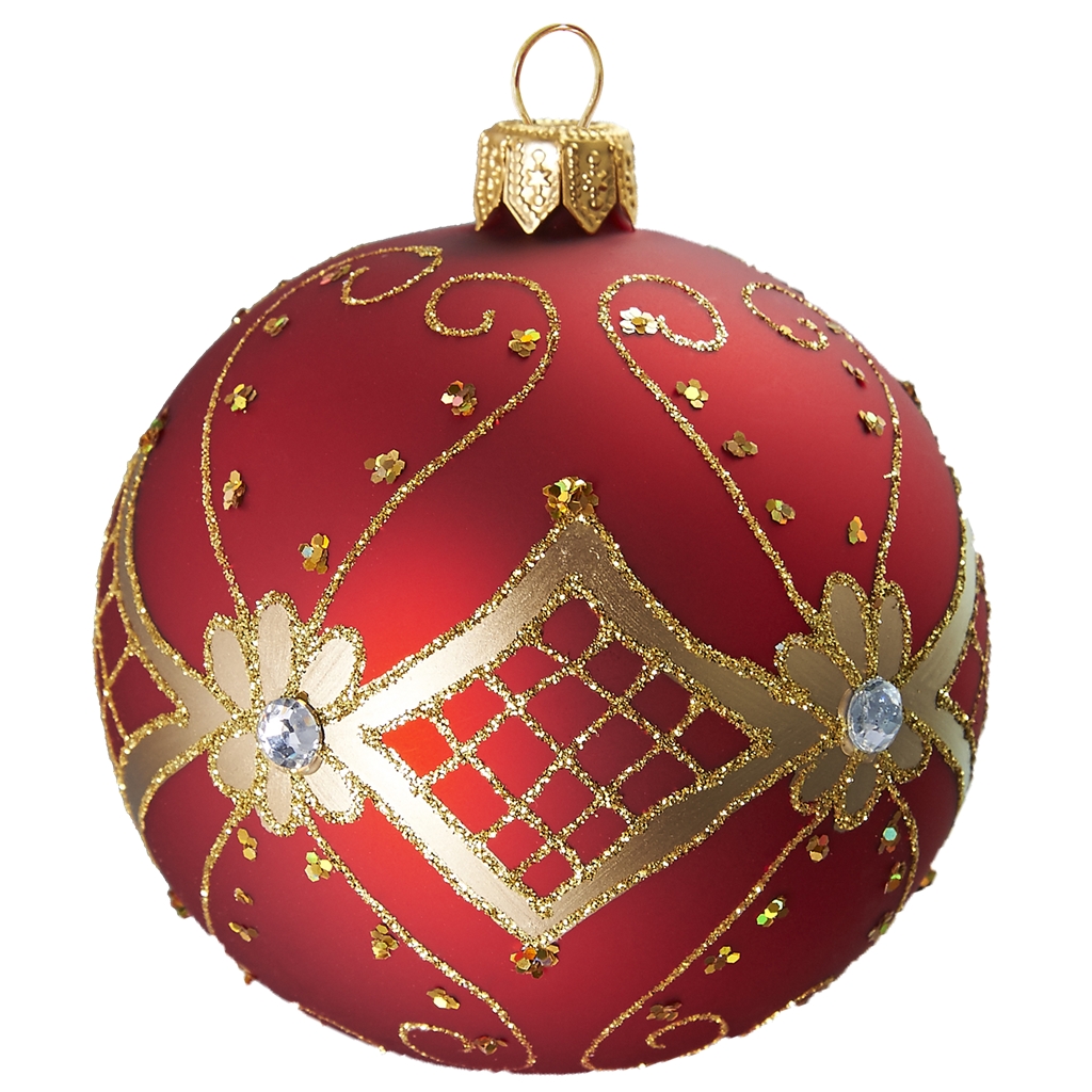 Boule de Noël en couleur rouge, décor doré