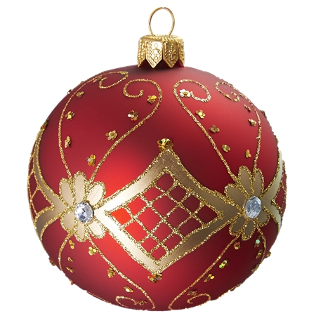 Boule de Noël en couleur rouge, décor doré