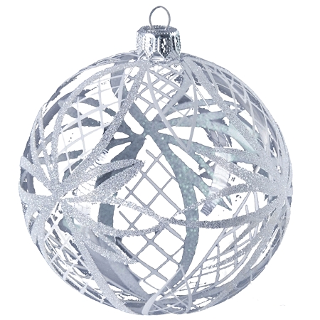 Boule de Noël transparente avec fleur blanche