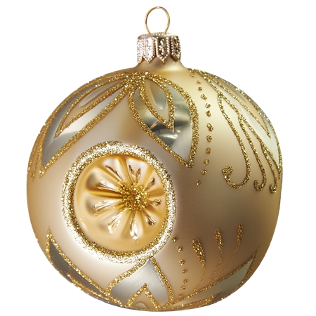 Boule de Noël dorée percée, décor feuilles