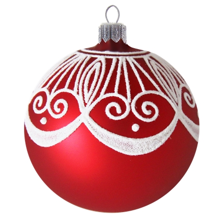 Boule de Noël rouge avec un rideau