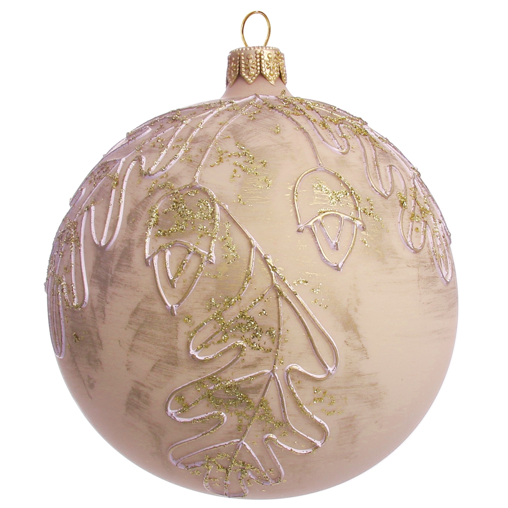 Boule de Noël creme, feuilles