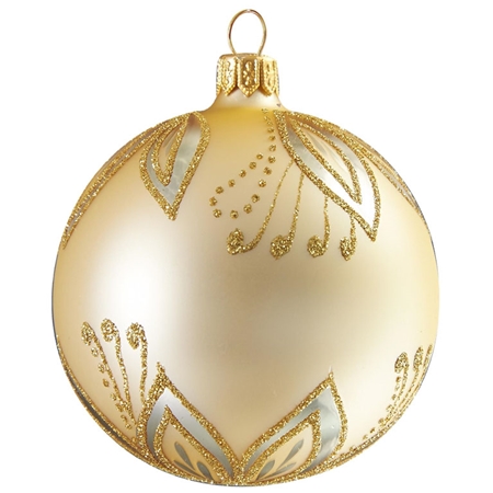 Boule de Noël dorée, décor feuilles