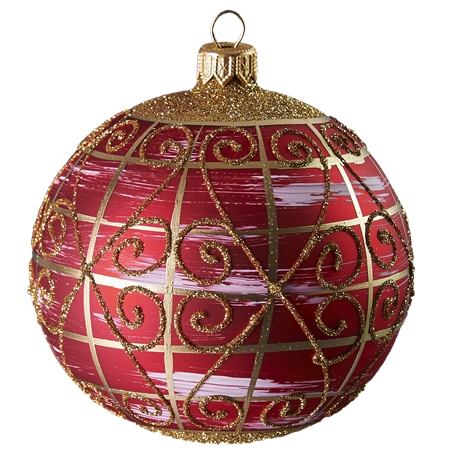 Boule de Noël rouge avec décor doré