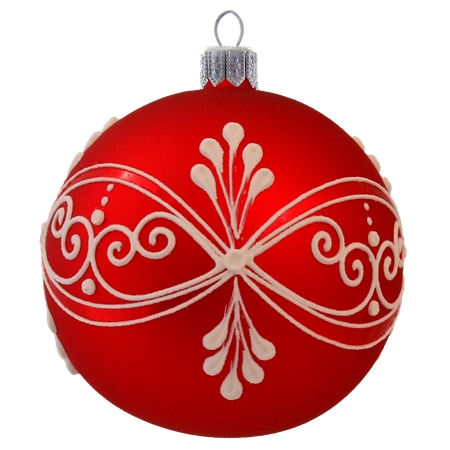 Boule de Noël rouge avec un décor blanc