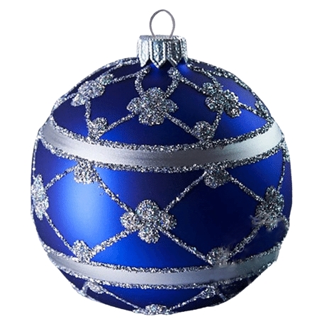 Boule de Noël bleue avec décor argenté