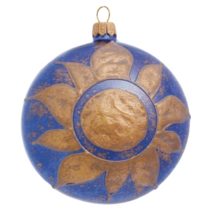 Boule de Noël bleue avec un soleil