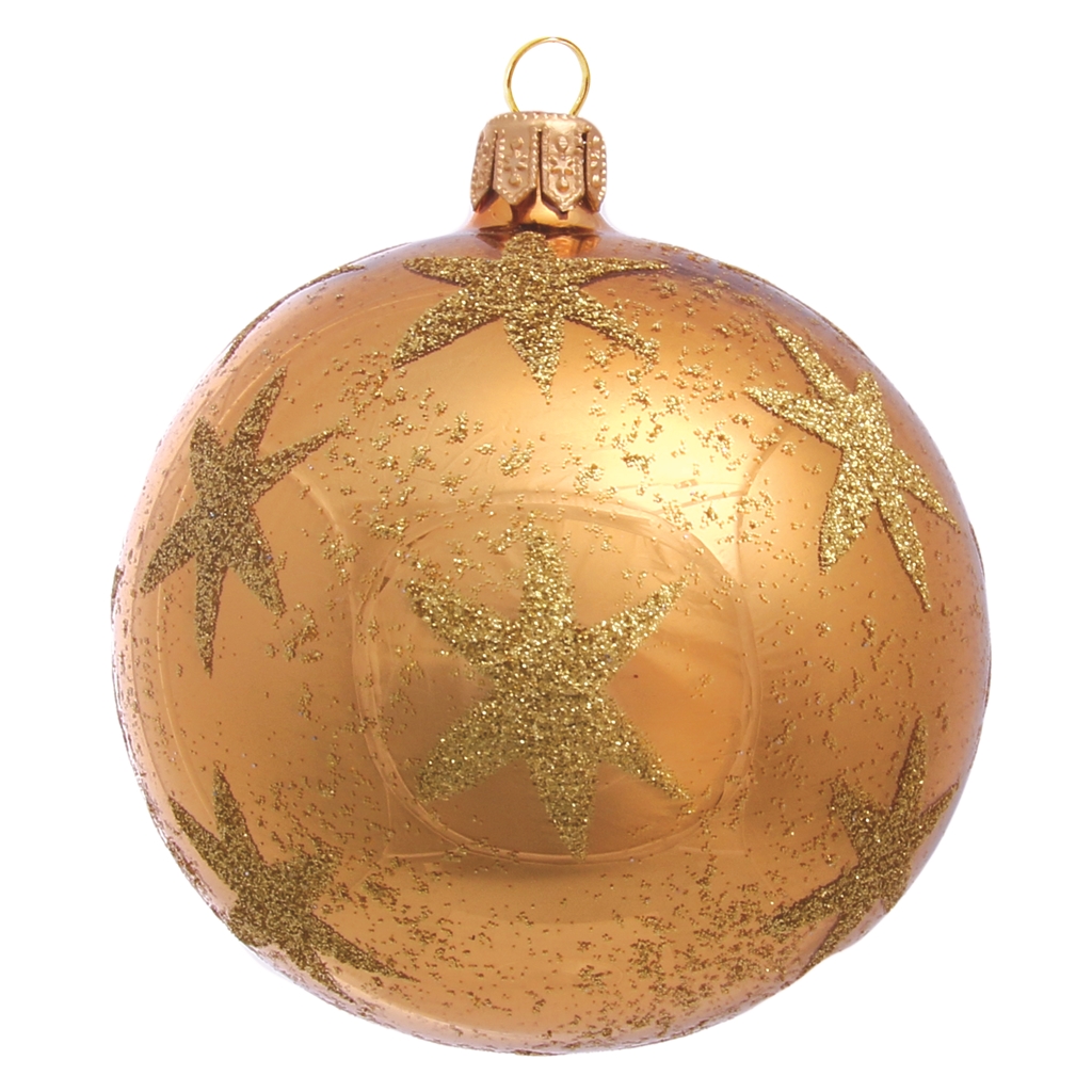 Boule de Noël en verre orange avec étoiles