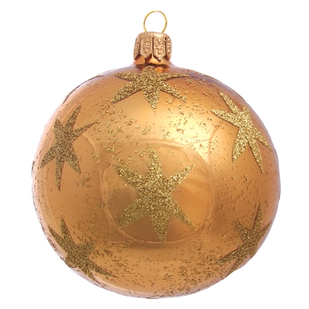 Boule de Noël en verre orange avec étoiles