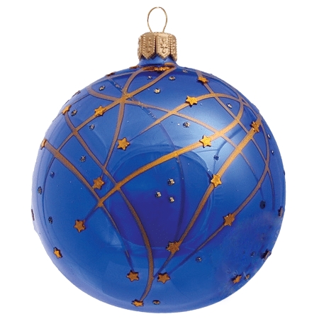 Boule de Noël bleue, décor doré