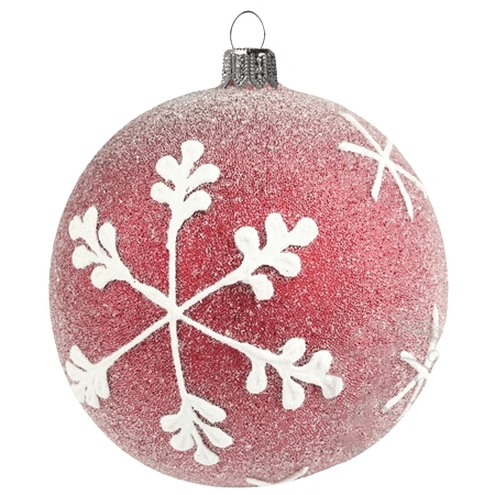 Boule de Noël rouge, flocon