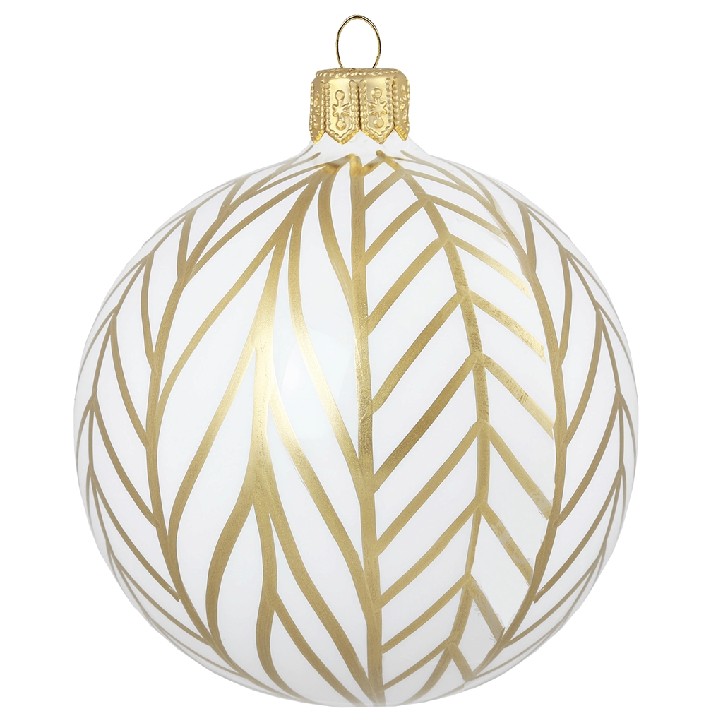 Boule de Noël blanche, décor doré