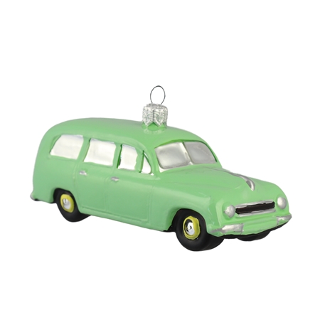 Figurine en verre voiture verte 