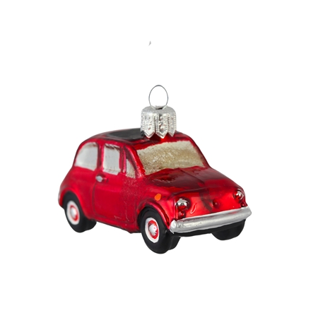 Figurine de Noël en verre rouge Fiat 500